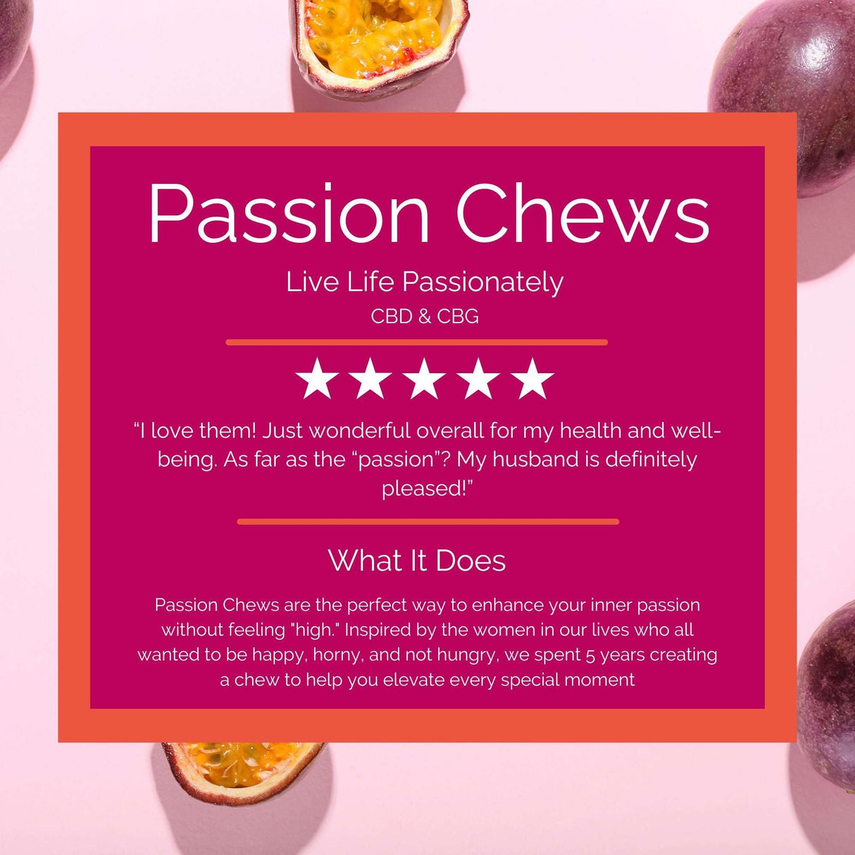 Passion Chews. Premium CBD wellness products for natural relief and recovery. CBG